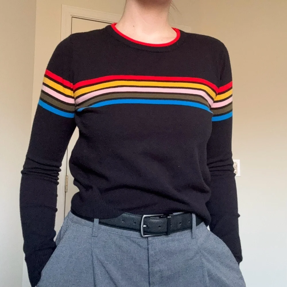 Forever 21 Vintage-Inspired Rainbow Striped Pullover Sweater - L - Picture 8 of 8